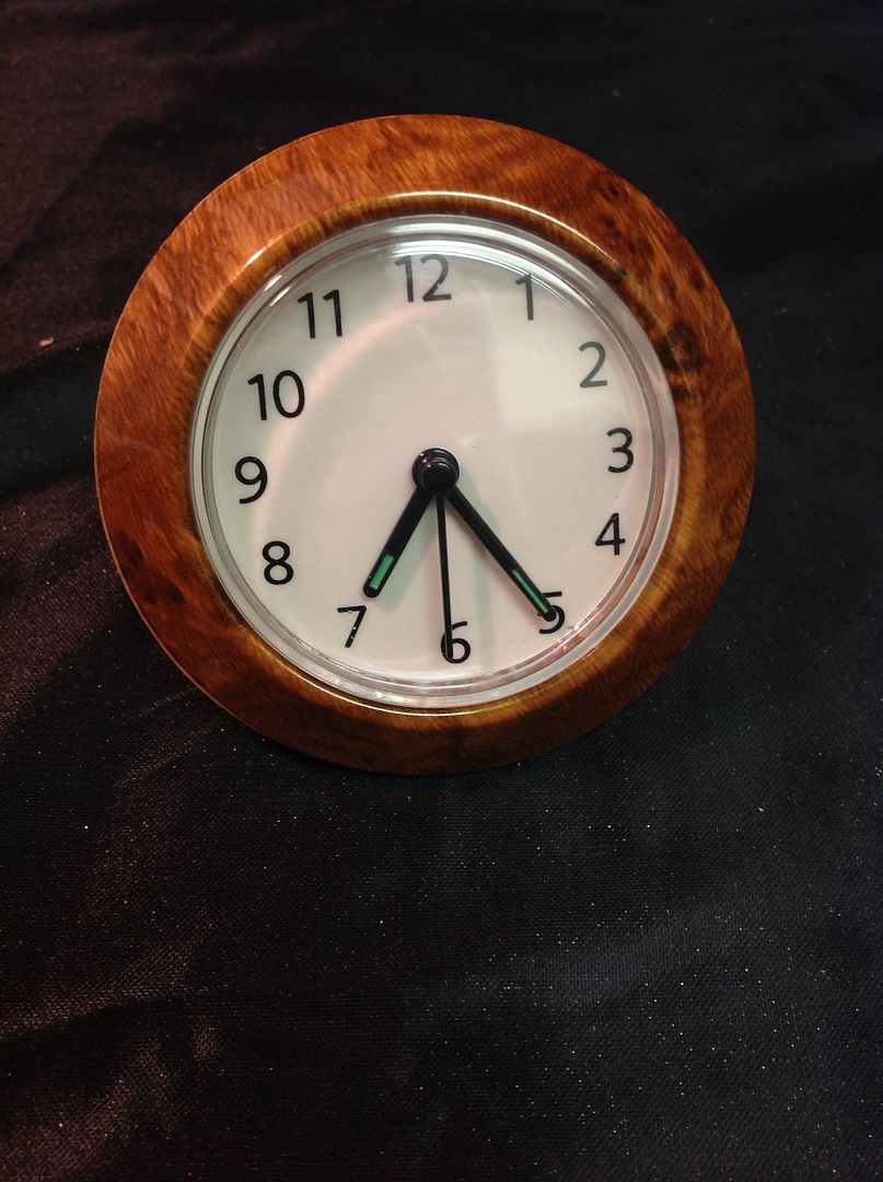 WOODEN SMALL BATTERY / POWERED WALL PLUG IN CLOCK LIGHTS UP AT NIGHT